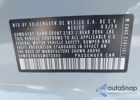 2025 Volkswagen Jetta 1.5T Se from USA, damaged, VIN 3VW7X7BU9SM072850